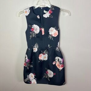 NWT - Cameo Floral Print Mini Dress Dark Gray Sleeveless, Size XS